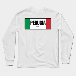 Perugia in Italian Flag Colors Long Sleeve T-Shirt